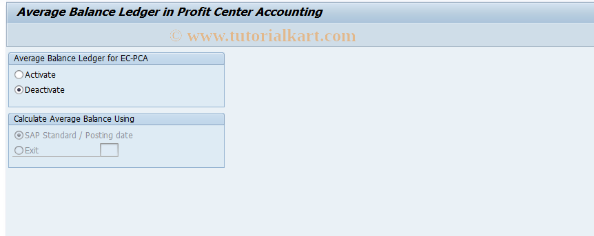 SAP TCode 0KE6 - EC-PCA: Average Balance Ledger