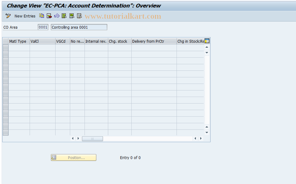 SAP TCode 0KEK - EC-PCA: Account Determination