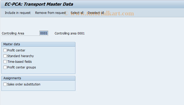 SAP TCode 0KEQ - EC-PCA: Transport Master Data