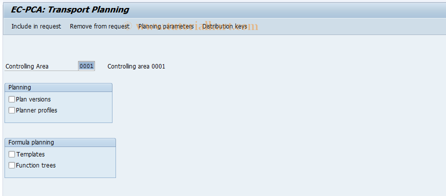 SAP TCode 0KER - EC-PCA: Transport Planning