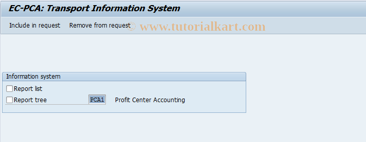 SAP TCode 0KET - EC-PCA: Transport Information System