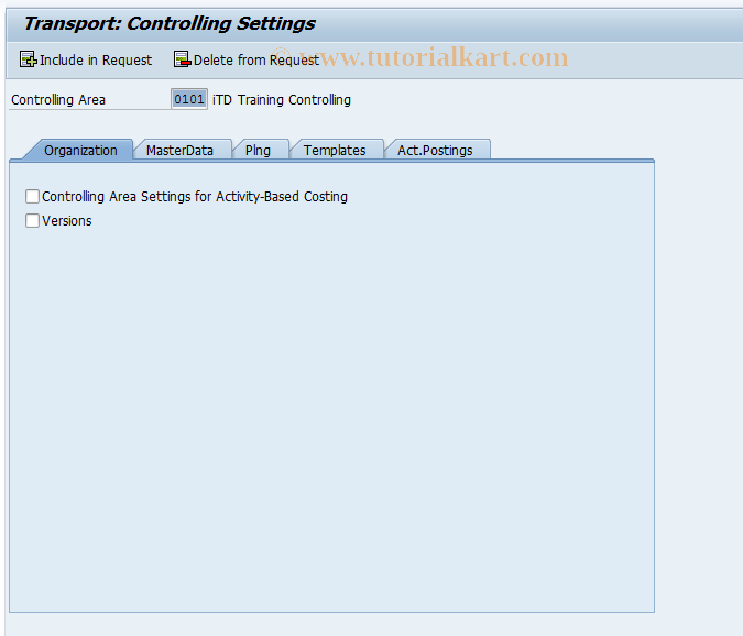 SAP TCode 0KWT - CO-OM-ABC: Transport Customizing