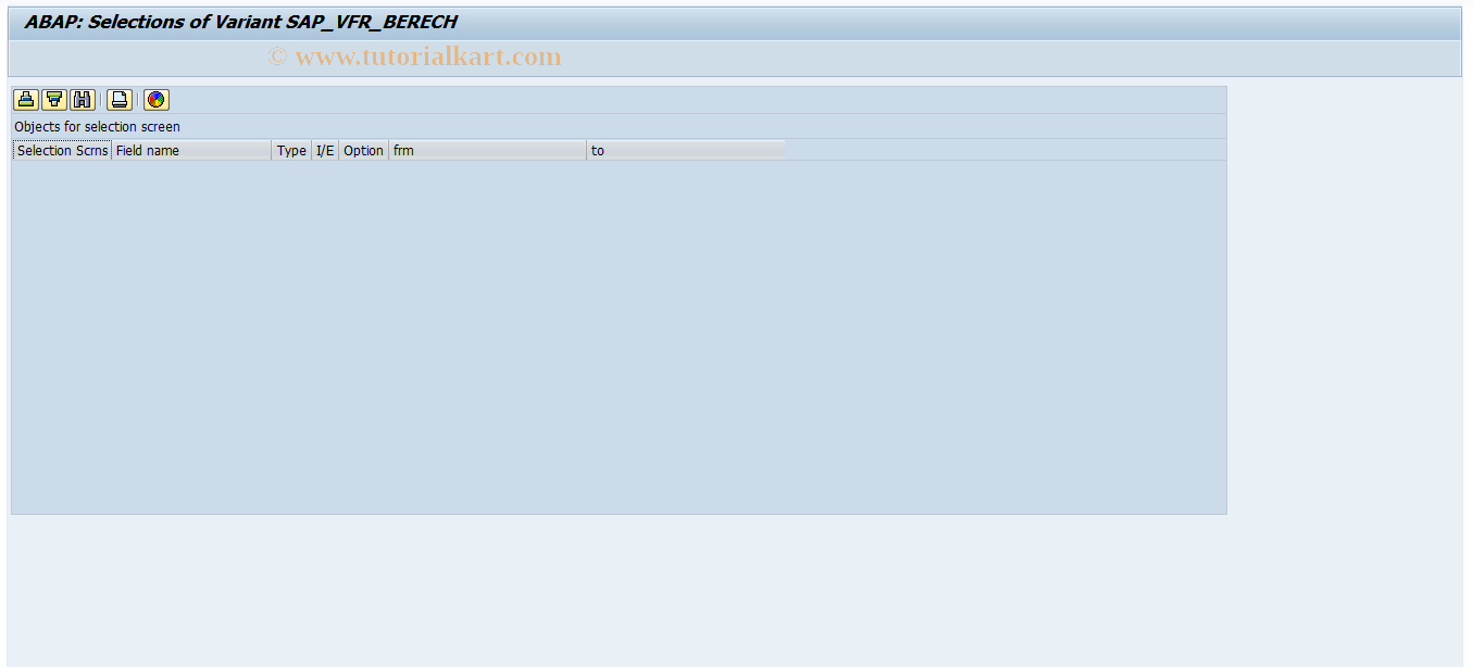 SAP TCode 0VI1 - Maintain selection variants calculation