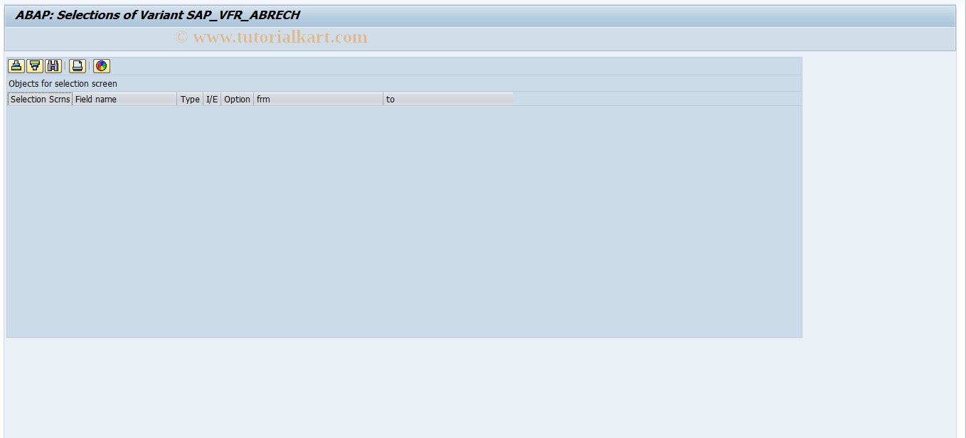 SAP TCode 0VI2 - Maintain selection variants settlement