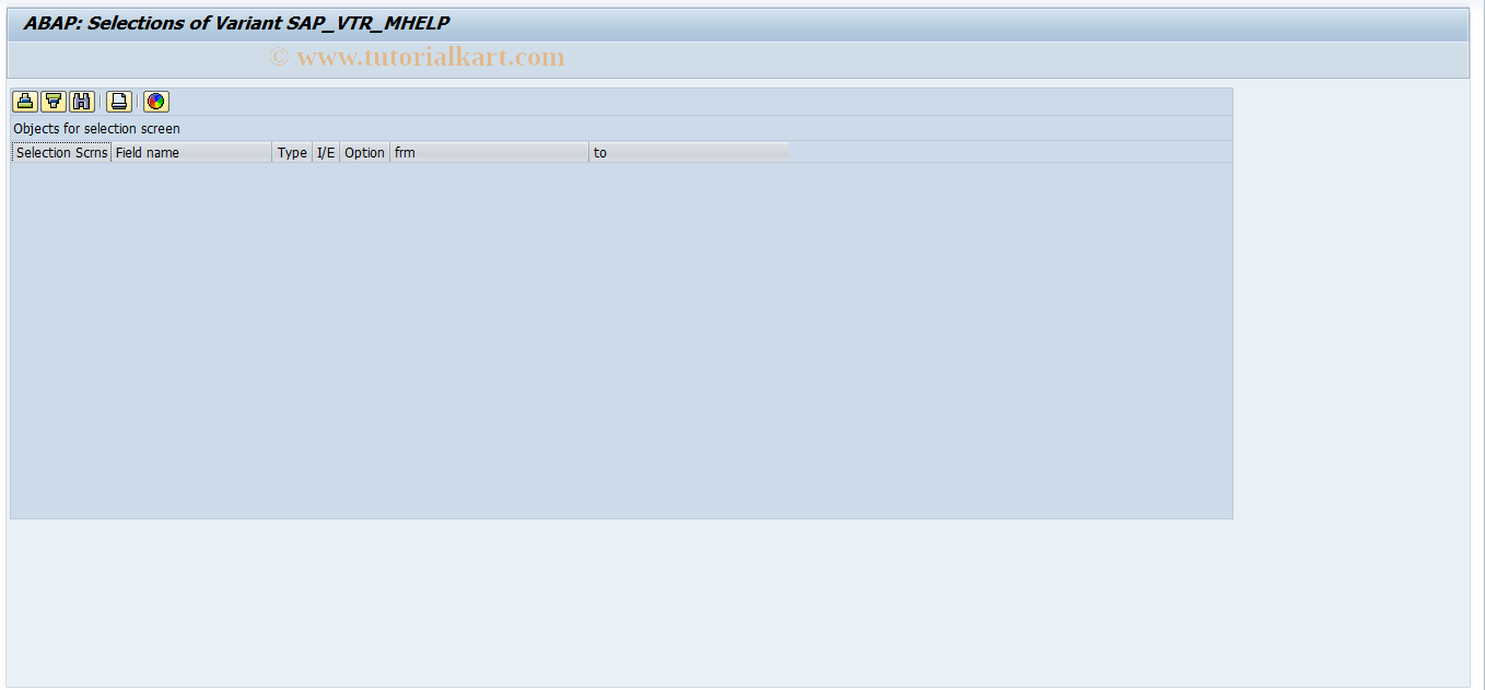 SAP TCode 0VT7 - Maintain Selection Variant F4 Help