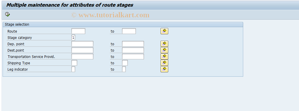 SAP TCode 0VTE - Multiple Maintenance Route Stages