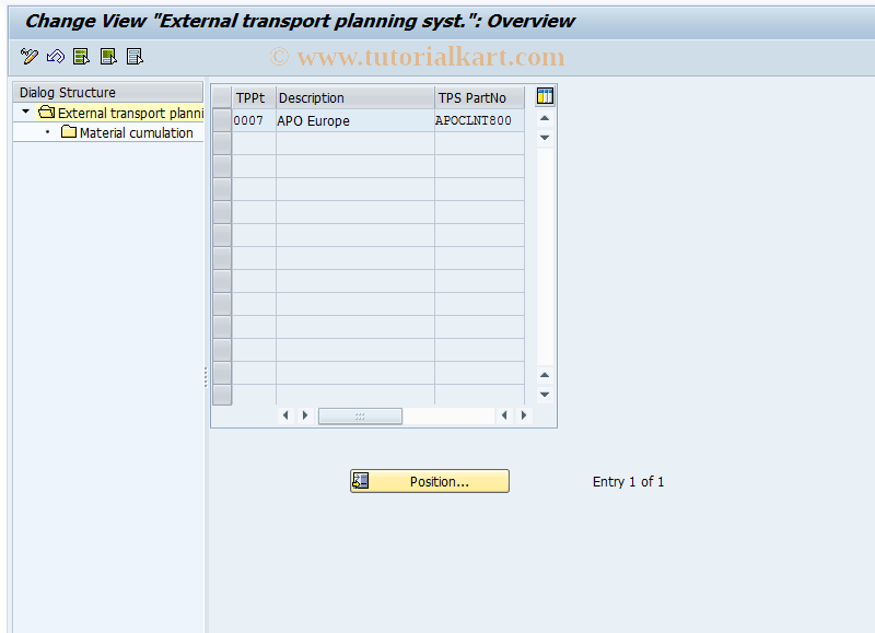 SAP TCode 0VTG - Cumulation of Materials in TPS