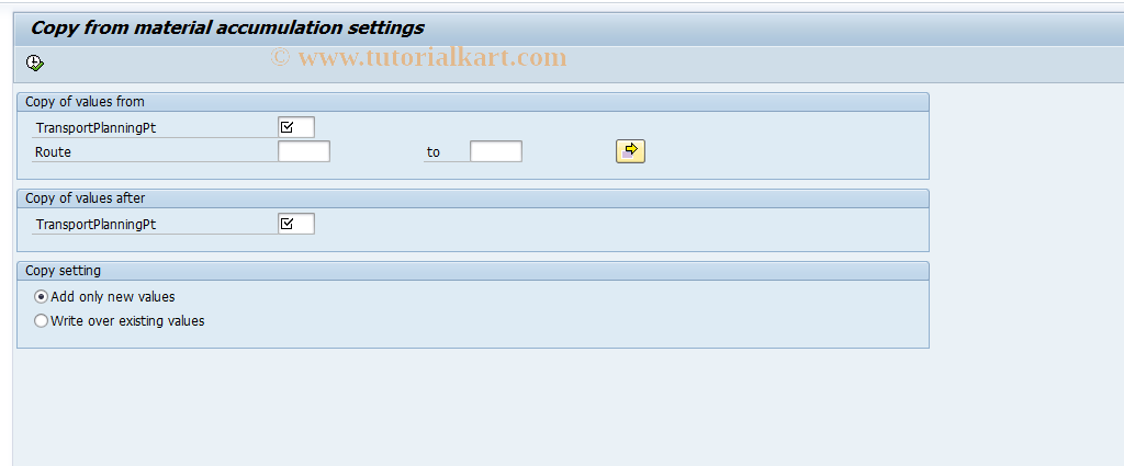 SAP TCode 0VTI - Cumulation to TPS