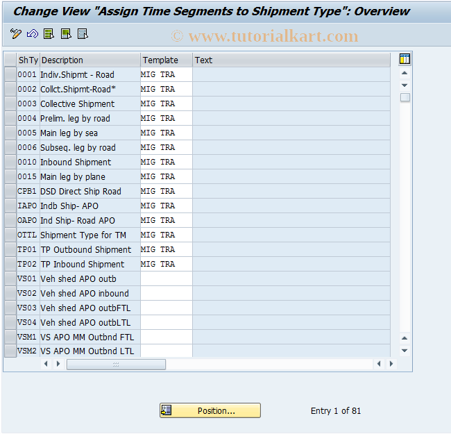 SAP TCode 0VTKT - Assign deadlines to shipment types