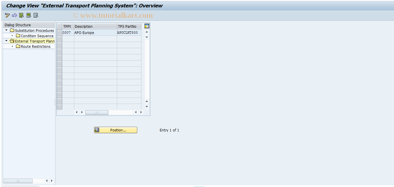 SAP TCode 0VTR - Route limits ext. Transportation Planning