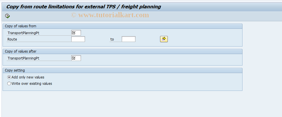 SAP TCode 0VTS - Copy TPS Route Restrictions