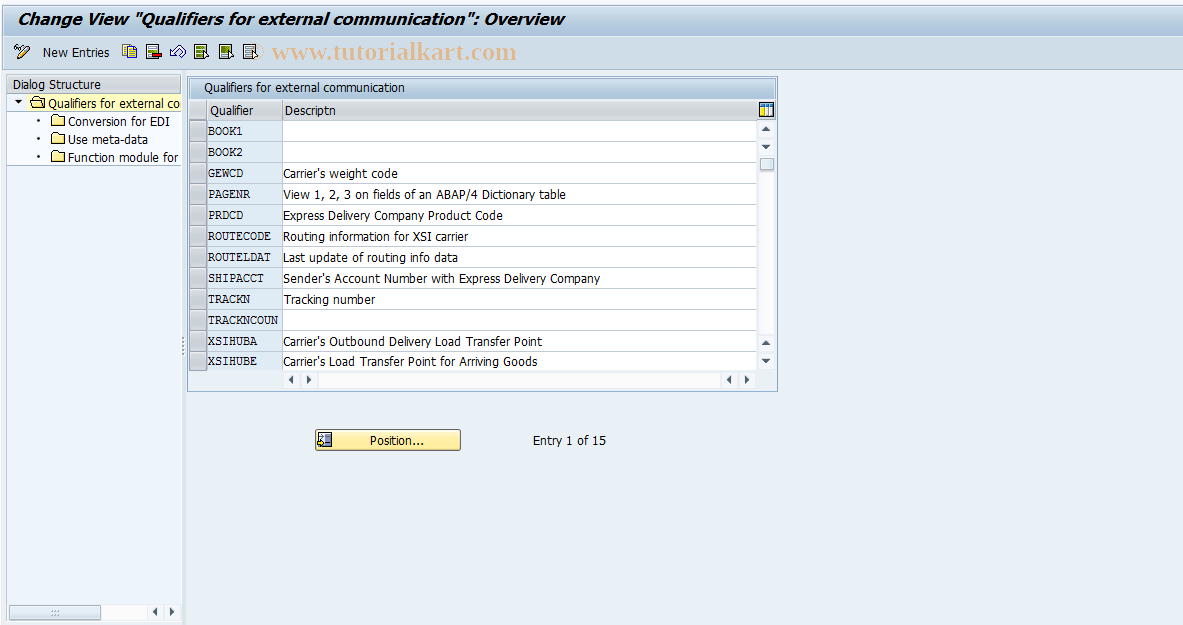 SAP TCode 0VVT_V_VXSIQ - Express Delivery Company Qualifier