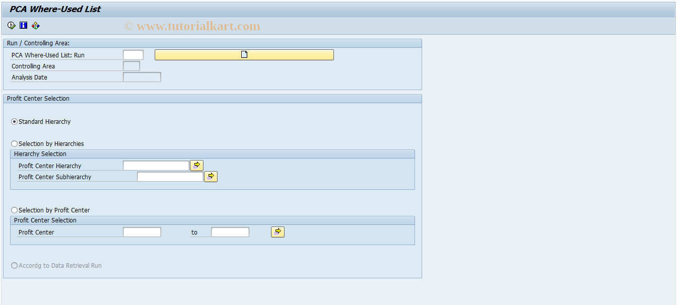 SAP TCode 1KE4N - Profit Center Where-Used List