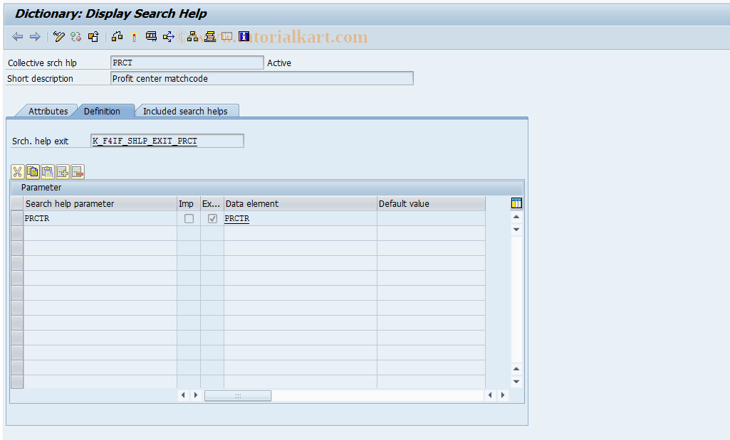 SAP TCode 1KE6 - EC-PCA: Maintain Matchcode