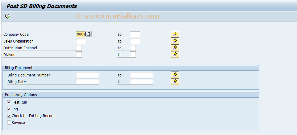 SAP TCode 1KE9 - Post Data SD -> EC-PCA