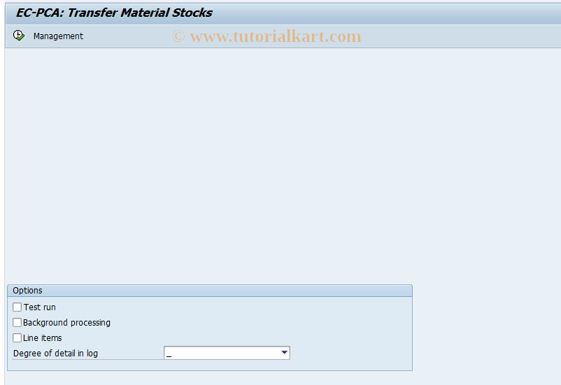 SAP TCode 1KEH - EC-PCA: Transfer Material Stocks