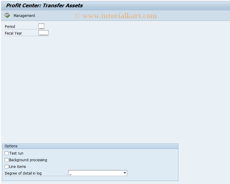 SAP TCode 1KEI - EC-PCA: Transfer Assets