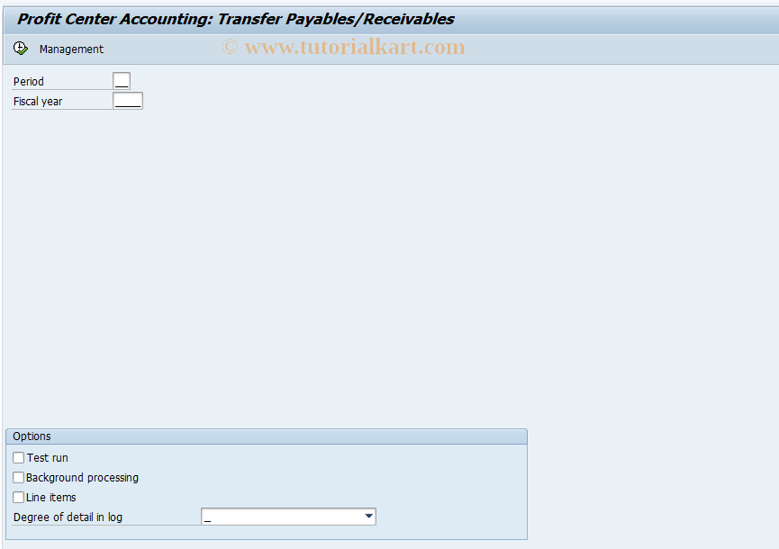 SAP TCode 1KEK - EC-PCA:Transfer Payables/Receivables