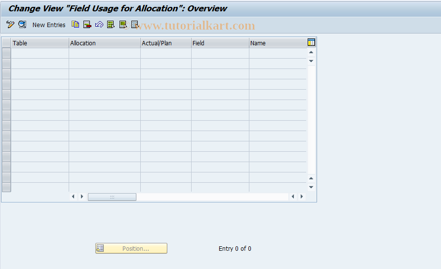 SAP TCode 2KE0 - PrCtr: Field usage assessment