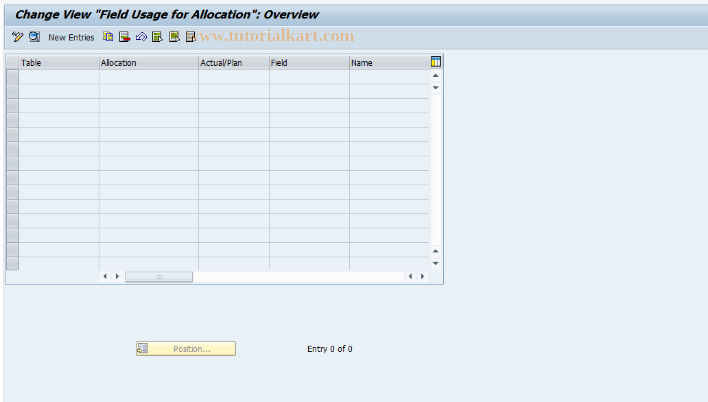 SAP TCode 2KEA - PrCtr: Field usage distribution