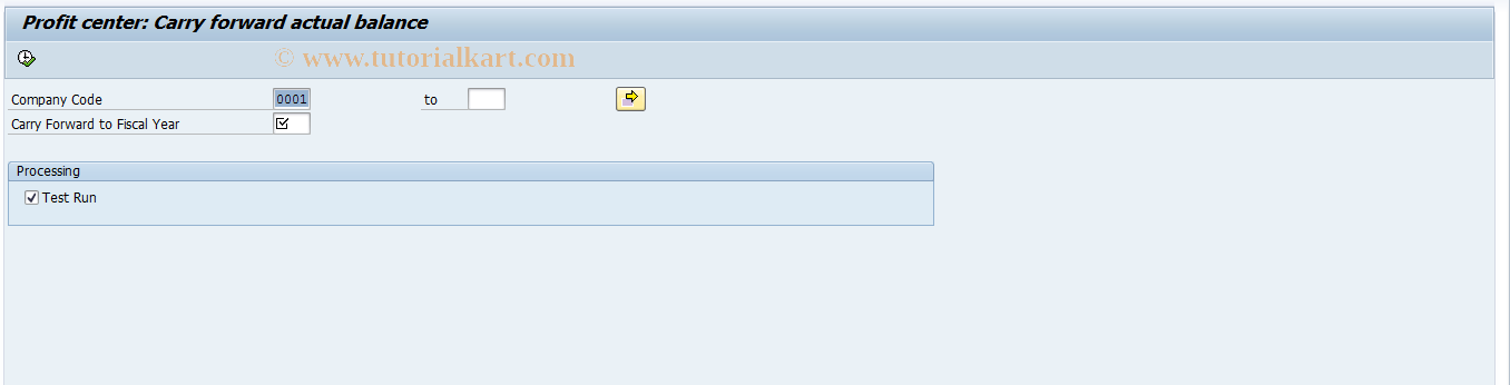 SAP TCode 2KES - Profit center: Balance carried forward