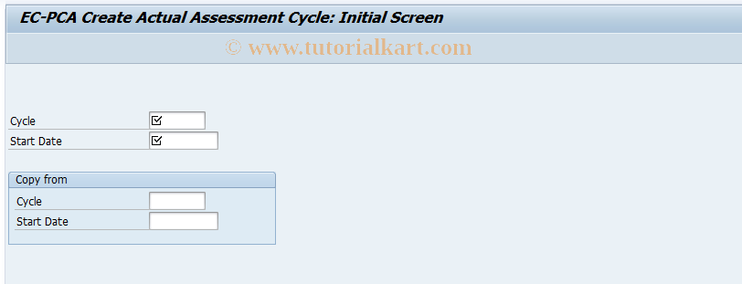 SAP TCode 3KE1 - EC-PCA: Create Actual Assessment