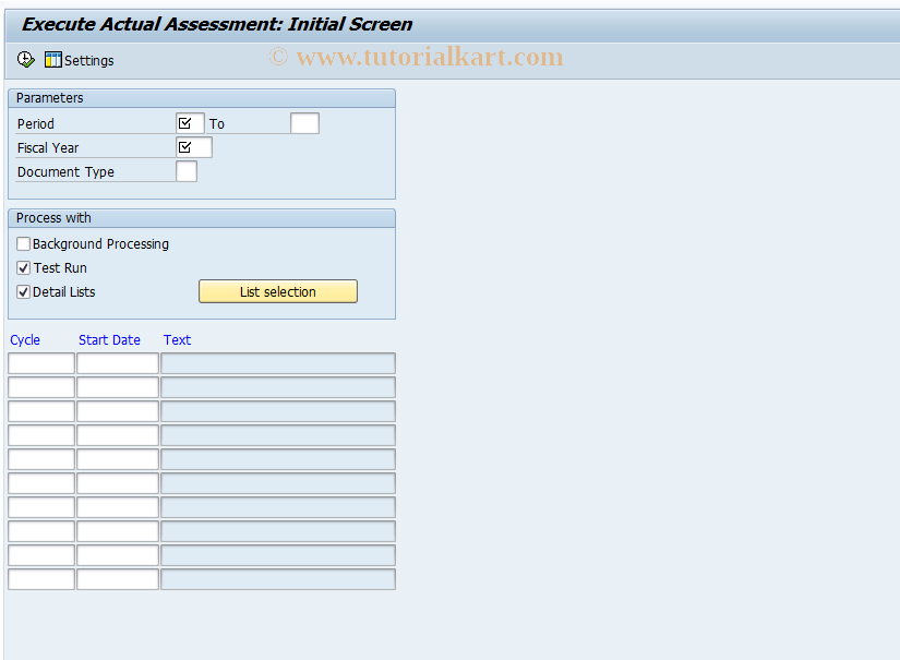 SAP TCode 3KE5 - EC-PCA: Execute Actual Assessment