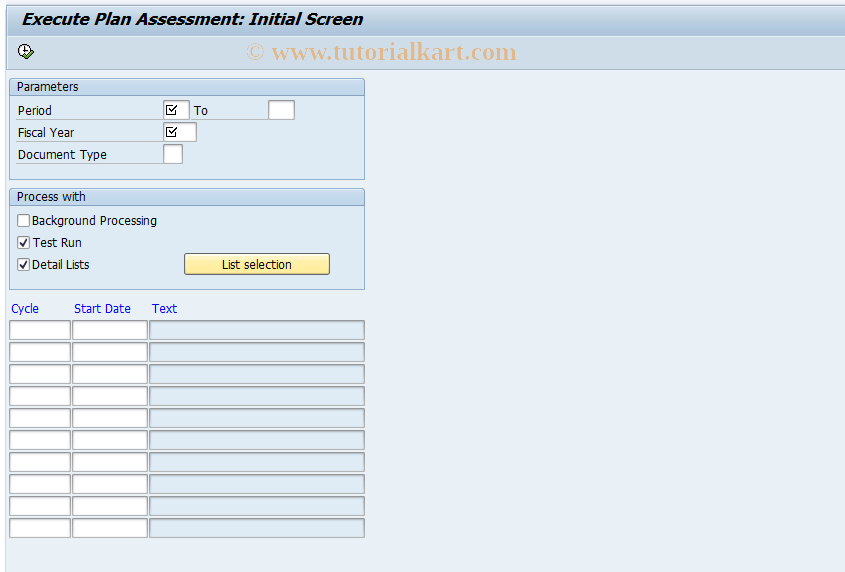 SAP TCode 3KEB - EC-PCA: Execute Plan Assessment