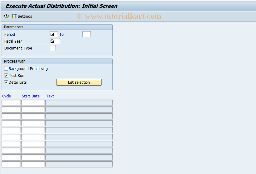SAP TCode 4KE5 - EC-PCA: Execute Actual Distribution