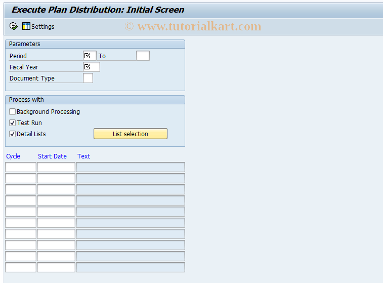 SAP TCode 4KEB - EC-PCA: Execute Plan Distribution