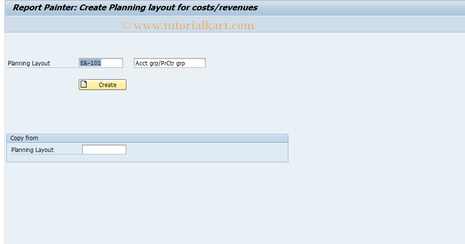 SAP TCode 7KEA - Create Planning Layout for Costs/Rev