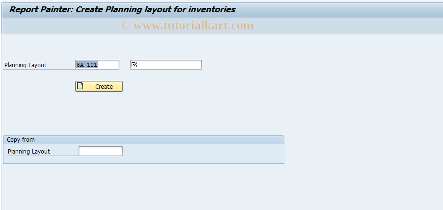 SAP TCode 7KEF - Create Planning Layout for Inventory