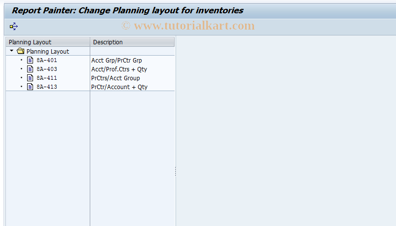 SAP TCode 7KEG - Change Planning Layout for Inventory