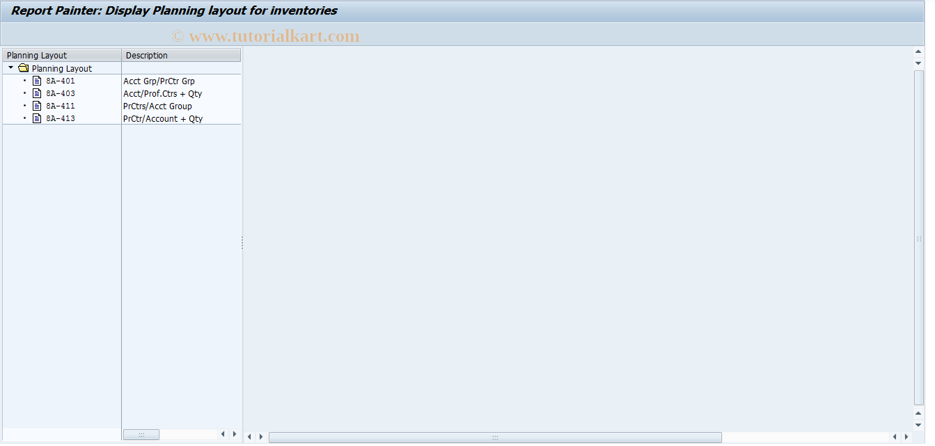 SAP TCode 7KEH - Display Planning Lyt for Inventory