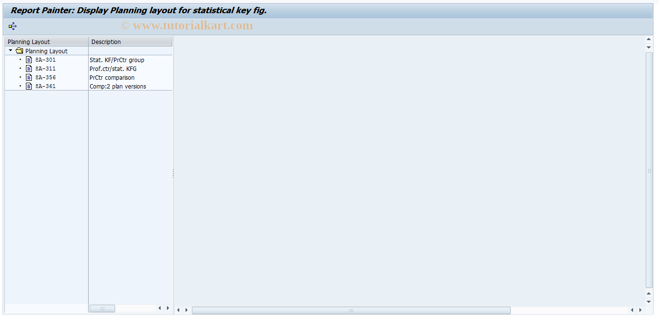 SAP TCode 7KEM - Display Statistical KF Planning Layout