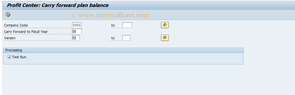 SAP TCode 7KES - EC-PCA: Carry Forward Plan Balance