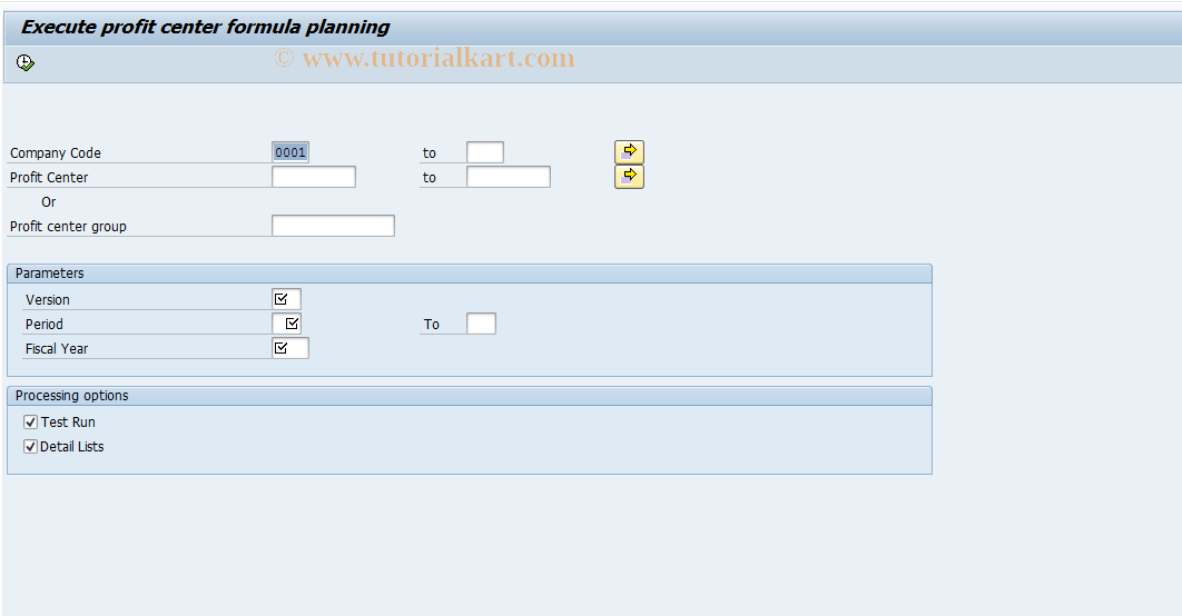 SAP TCode 7KET - Execute Formula Planning