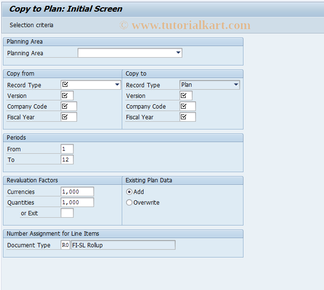 SAP TCode 7KEV - Copy data to plan