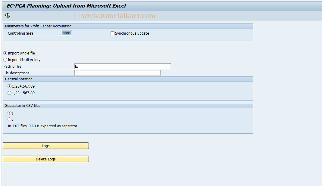 SAP TCode 7KEX - Flexible Excel Upload