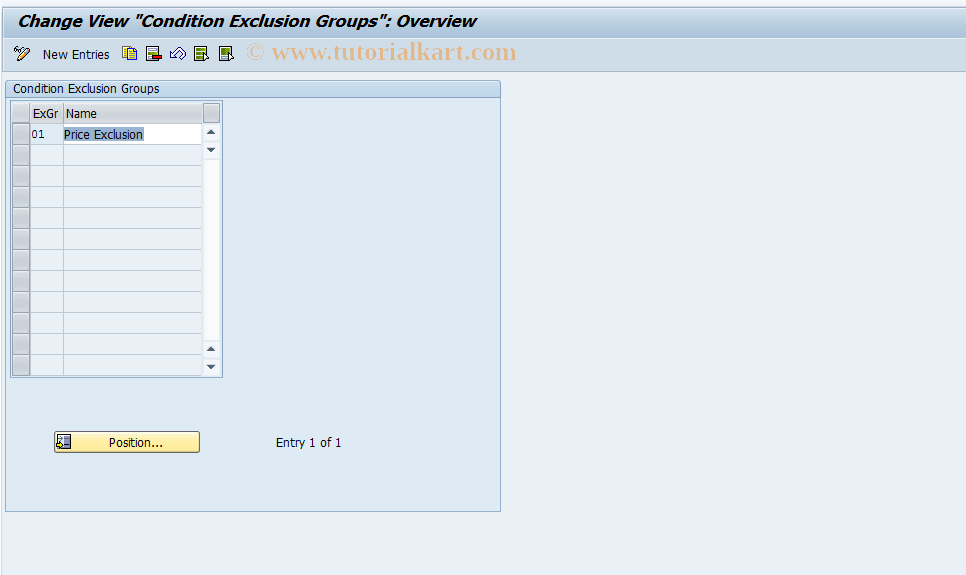 SAP TCode 8KEI - Maintain Exclusion Group (TP)