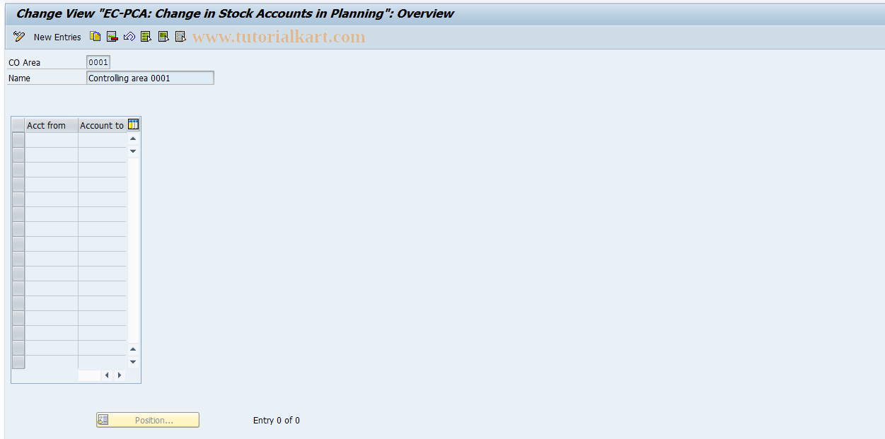 SAP TCode 8KET2 - Maintain Stock Change Accounts