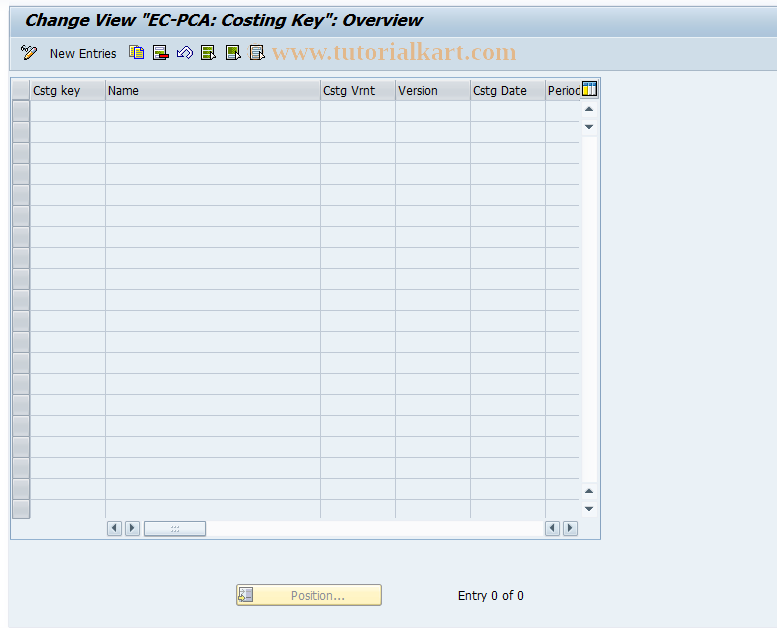 SAP TCode 8KET3 - Define Costing Key