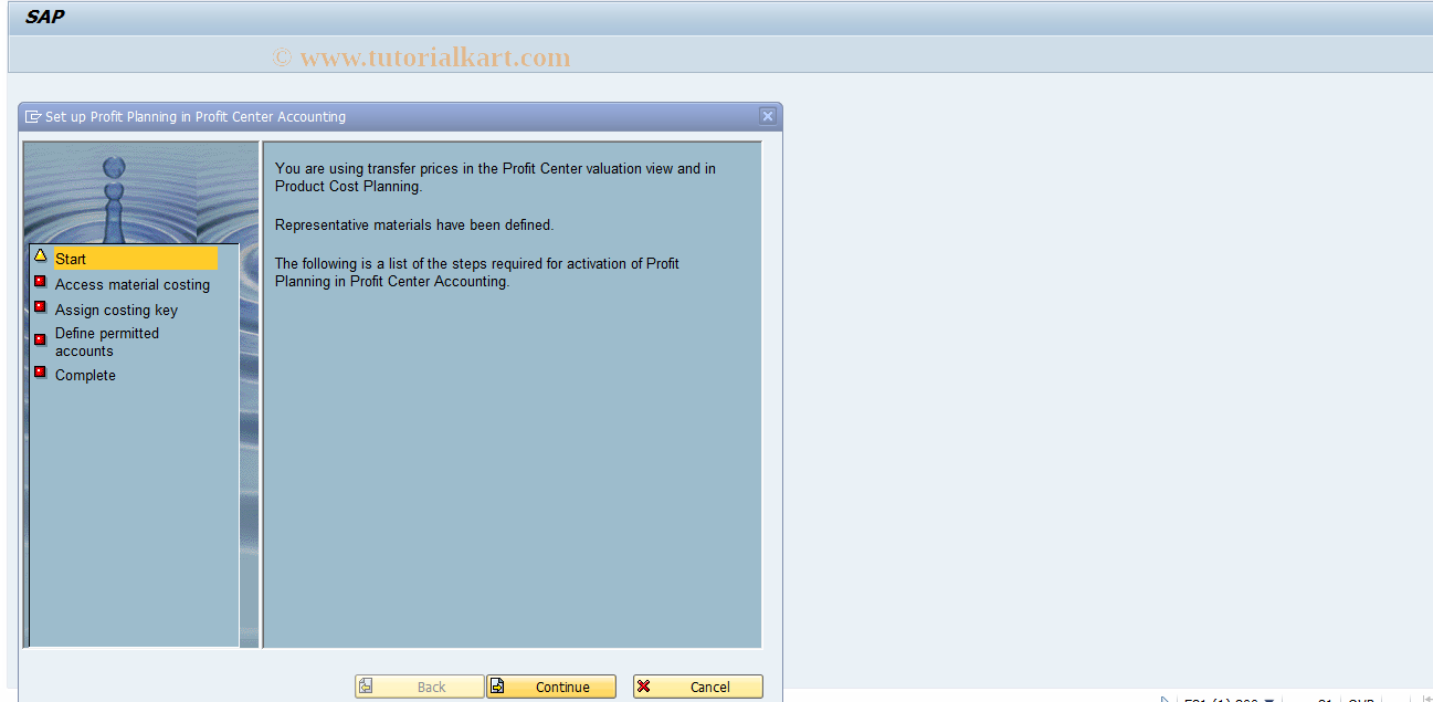 SAP TCode 8KET7 - Set up Profit Planning