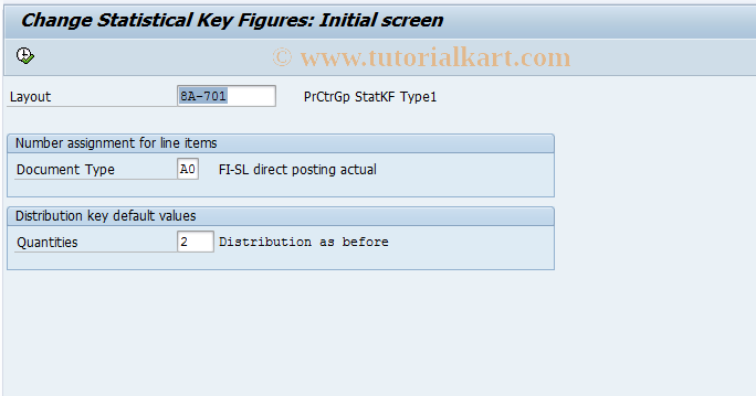 SAP TCode 9KE5 - Change Statistical Key Fig. Balances