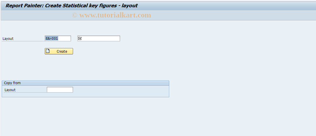 SAP TCode 9KEK - Create Layout for Entering ActStatKF