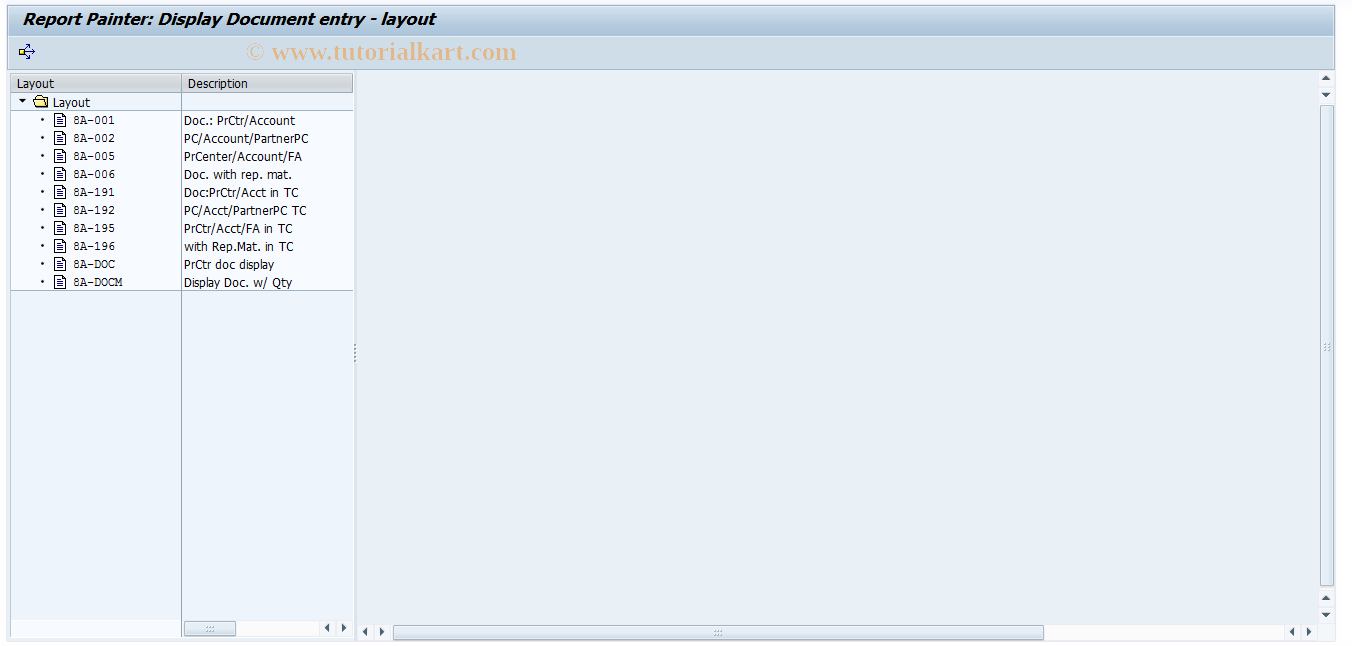 SAP TCode 9KEU - Display Layout for Actual Document Entry