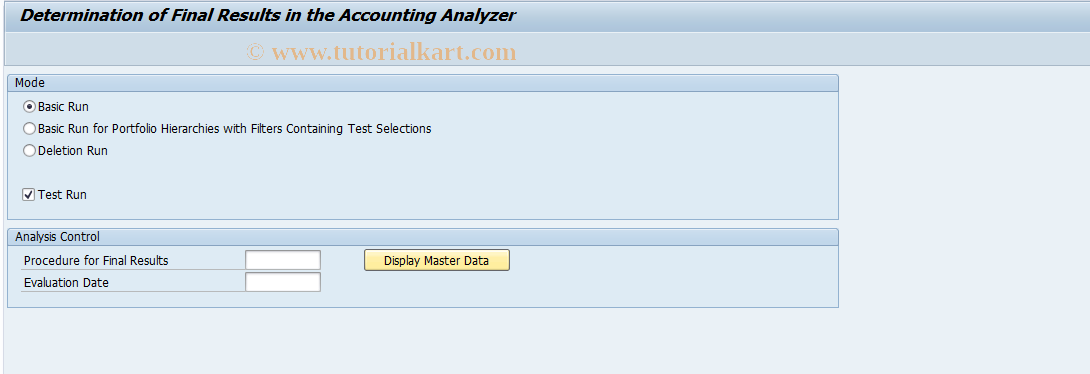 SAP TCode AAEP2 - Procedure for Final Results: AA