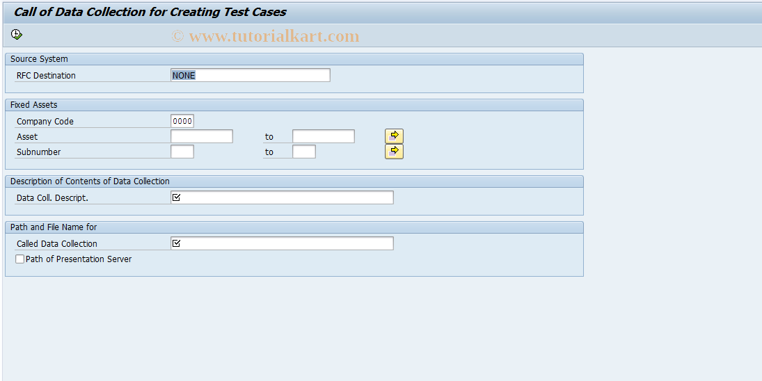 SAP TCode AATENV1 - Create Data Collection
