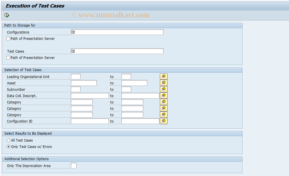 SAP TCode AATENV3 - Execute Test Cases