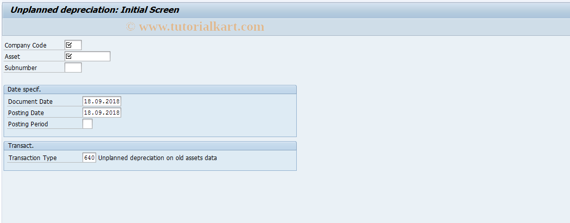 SAP TCode ABAA - Unplanned depreciation